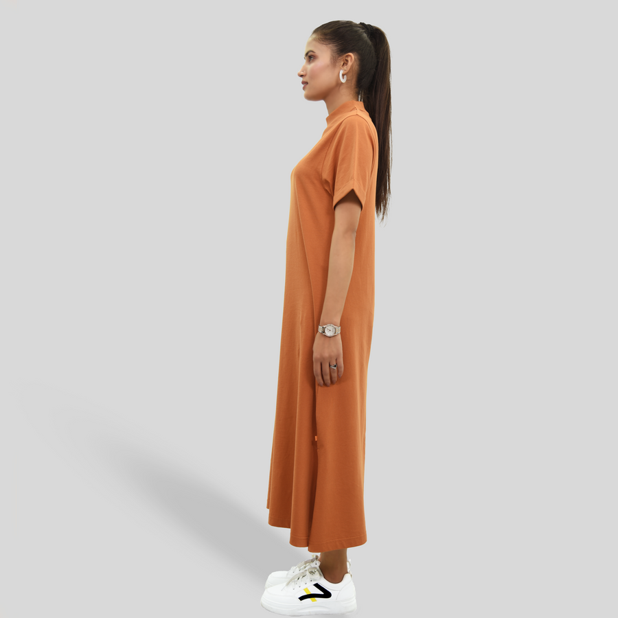 Mock Neck Jersey Dress