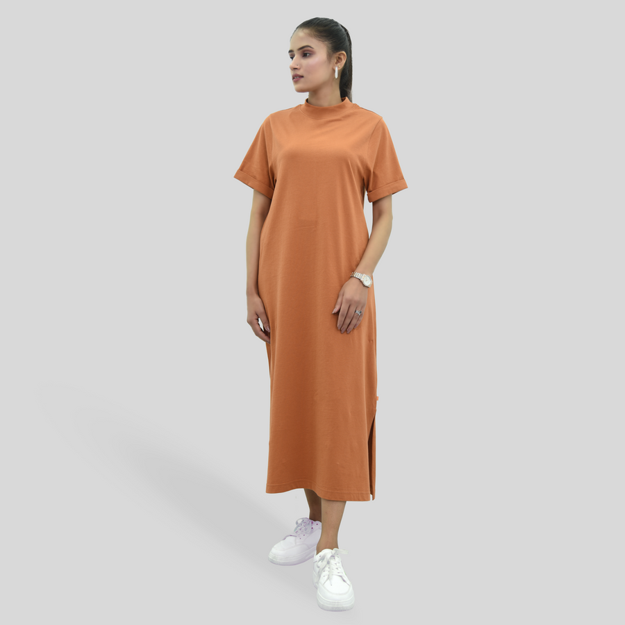 Mock Neck Jersey Dress