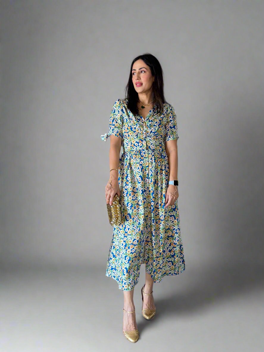 Ditsy Print Long Dress